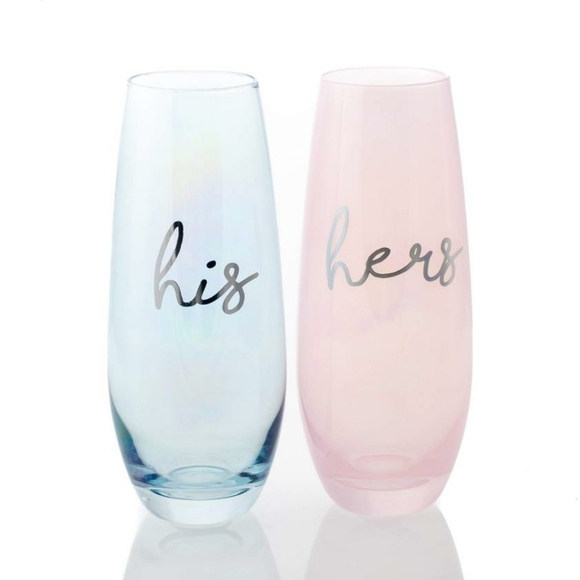 Slant Other - NEW- Set of 2 Flute Glasses by Slant, His & Hers, 10 oz